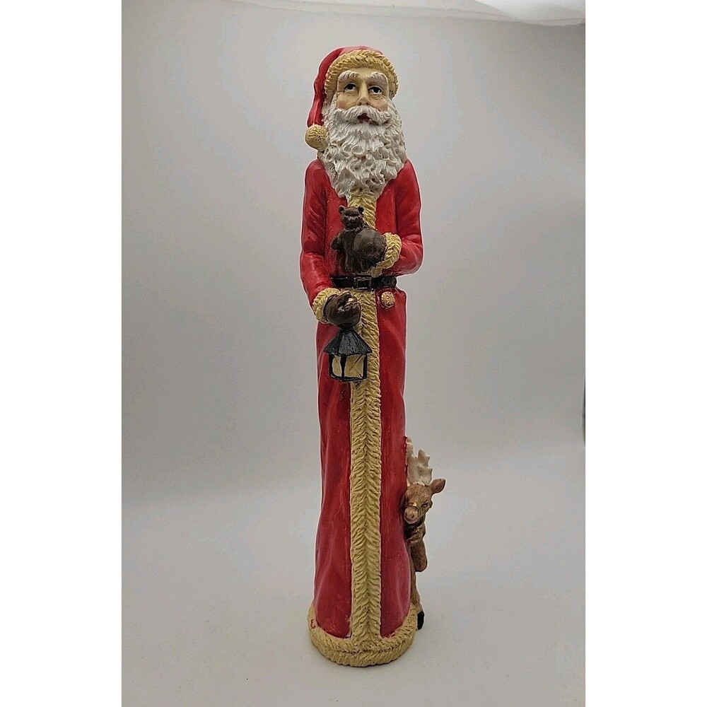 Vtg Tall Thin Albert Price Santa Christmas Figurine With Reindeer, Bear & Light